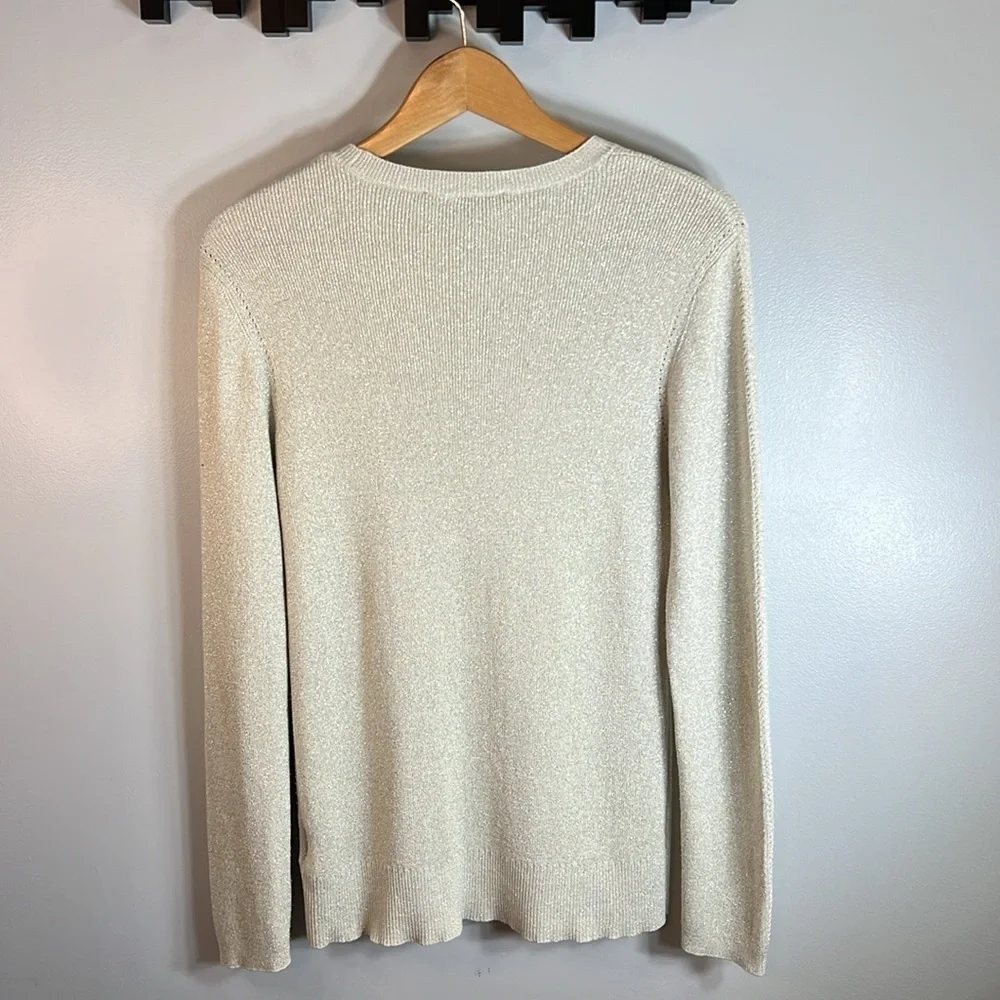 ELLEN Tracy Crew Neck Gold Sparkle Sweater Size Large - Picture 6 of 9